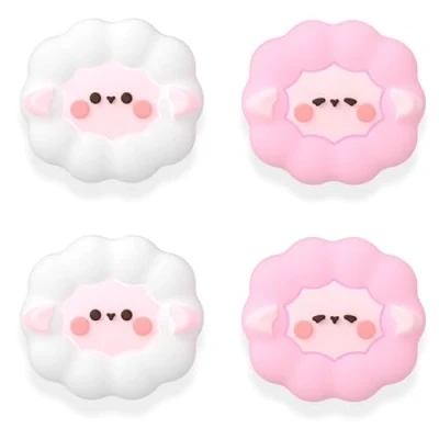 Afbeelding van MatoSan® 4 x joystick doppen, compatibel met Nintendo Switch Grip Joy Con Lite, OLED accessoires, thumb grips, Switch, duimdoppen (Cute Sheep)