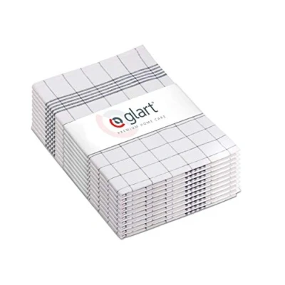 Afbeelding van Glart 48KG2 10 delige set theedoeken, keukendoeken, vaatdoeken, keukenhanddoeken, 50 x 70 cm, 100% katoen OEKO TEX, grijs geruit, voorgewassen