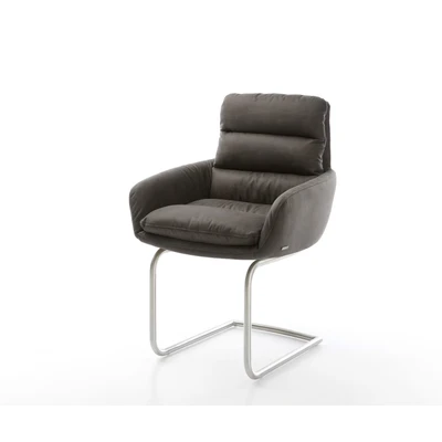 Afbeelding van sledemodel Abelia Flex met armleuning rond roestvrij staal antraciet vintage