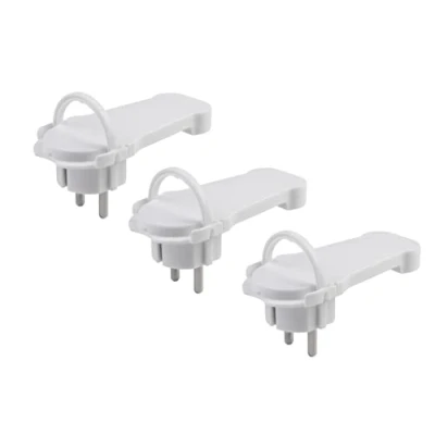Afbeelding van Meister Platte stekker wit praktische set met 3 stuks klapbeugel geschikt voor kabels 1,5 mm² kabeldoorsnede IP20 binnenshuis/geaarde extra plat / 7421090