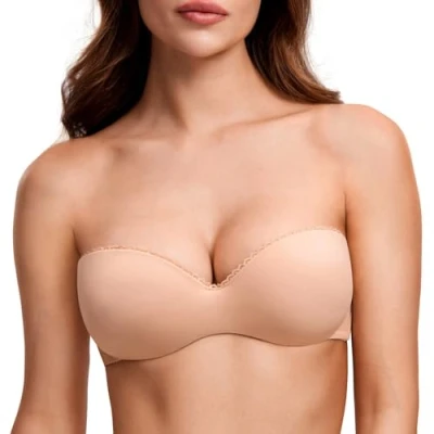 Afbeelding van DOBREVA Dames Strapless Beha Push Up met Beugel Bandeau BHS Blush Beige 80C