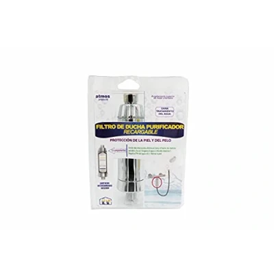Afbeelding van Atmos Products 1535 reinigend, oplaadbaar, ideaal voor het filteren van onzuiverheden en verontreinigende stoffen uit water tijdens de douche, metaalgrijs
