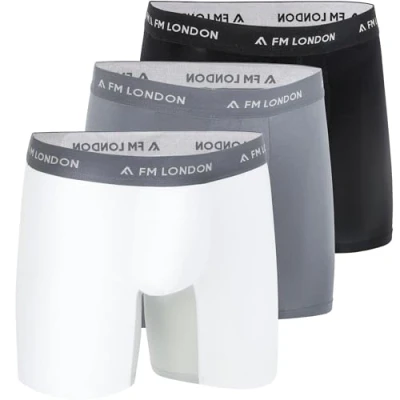Afbeelding van FM London 3 PACK Technical Longline Onderbroeken, Heren, Maat: Small, Black grey white