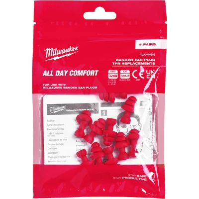 Afbeelding van Milwaukee Accessoires Vervangende oordoppen TPR 5 paar 4932478549