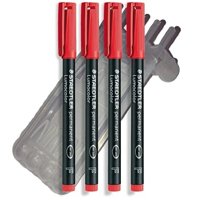 Afbeelding van Staedtler universele pen foliestift Lumocolor permanent, Box (4 pack F punt, rood)