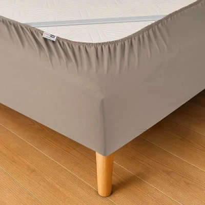 Afbeelding van WRAPPYBAG Bedrok 180 x 200 van katoen met elastieken Vernieuw en moderniseer je oude bed Kleur Taupe 6 beschikbare maten