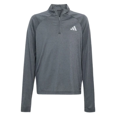 Afbeelding van adidas Uniseks Kind GOTO PZ 1/4 ZIP LONGSLEEVE TEE, black/grey three/REFLECTIVE SILVER, 7 8 Years