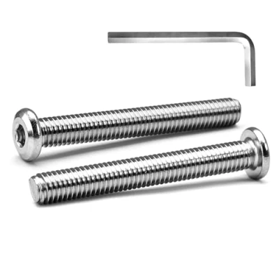 Afbeelding van MINHER M6 x 55 mm 20 stuks platte kop binnenzeskant schroeven bouten voor meubels, roestvrij staal A2 V2A, volledige schroefdraad (met inbussleutel)