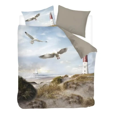 Afbeelding van Snoozing Lighthouse Dekbedovertrek Tweepersoons 200x200/220 cm + 2 kussenslopen 60x70 Taupe