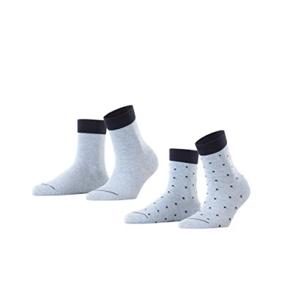 Afbeelding van Esprit Sokken Small Dots 2 pack katoen dames zwart wit vele andere kleuren versterkte damessokken met patroon ademend bont dun en stippen in multipack paar