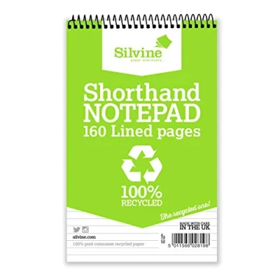 Afbeelding van Silvine 160 Pagina 8x5 inch Shorthand Gerecycled Notebook, gelijnd 8mm Feint