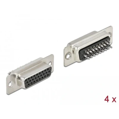 Afbeelding van Delock D Sub HD 26 pin aansluiting metaal, soldeerversie, 4 stuks De