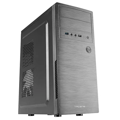Afbeelding van Tacens 2INITIOX, ATX Semi Tower PC Case, 12cm Zijventilator, Geborsteld Aluminium Front, Staal, Zwart