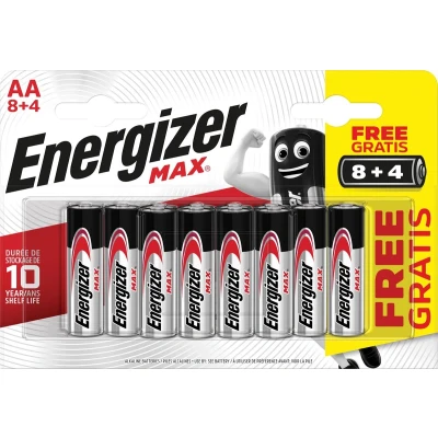 Afbeelding van Energizer Max AA 8+4 Alkaline Batterij 1.5 V 12 blister (12 Batterijen)
