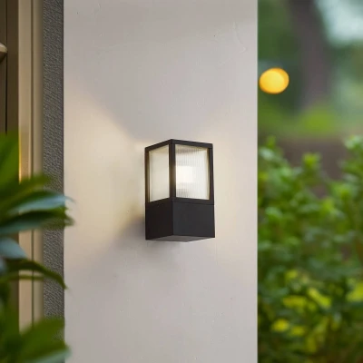 Afbeelding van Lucande buitenwandlamp Klemens, zwart, metaal, IP54