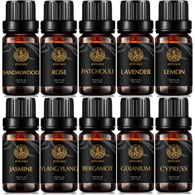 Afbeelding van Aromathérapie géranium huile essentielle Set pour Diffuseur, 100% Pure Jasmine Kit luchtverfrissers, 10x10ml citron Huiles Lavande,Patchouli,Rose huiles...