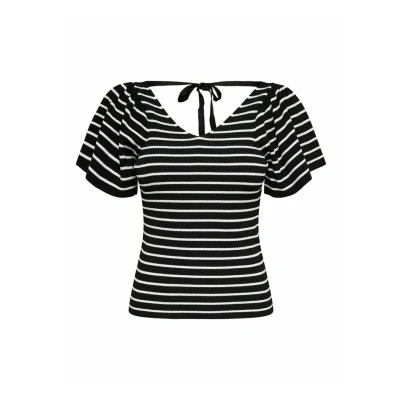 Afbeelding van ONLY Gestreepte Ribgebreide Top ONLLEELO Zwart/wit Maat XS