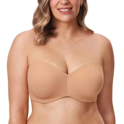 Afbeelding van DELIMIRA Strapless bh Voor Dames Zonder Beugel Minimizer Met Plus Ondersteuning Maten Nauwelijks buff 75C