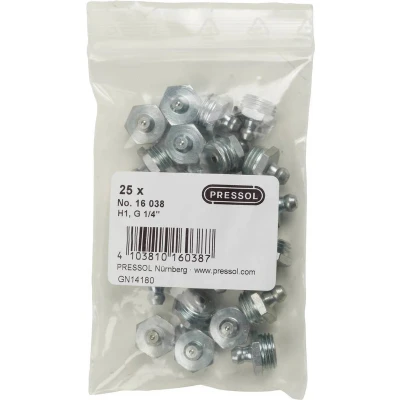 Afbeelding van Pressol Conische smeernippel H1 recht, G 1/4 VZ 25 stuk(s)