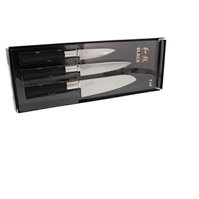 Afbeelding van Kai Messenset Wasabi Black (Officemes + Universeel Mes Santoku Mes) 3 delig
