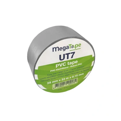 Afbeelding van Megatape UT7 PVC Tape 38mm X 33mtr. Grijs. Grijs (4 Rollen)