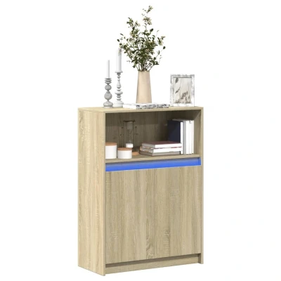 Afbeelding van Dressoir met LED 72x34x100 cm bewerkt hout sonoma eikenkleurig