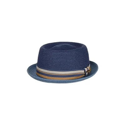 Afbeelding van Stetson Licano Toyo Pork Pie Strohoed Dames/Heren strand hoed zonnehoed met voering ripsband voor Lente/Zomer XXL (62 63 cm) blauw