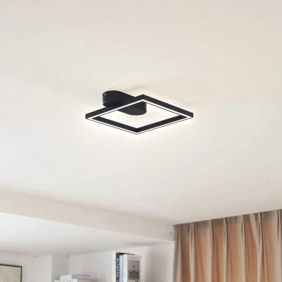 Afbeelding van Lindby LED plafondlamp 1licht Aluminium, kunststof, ijzer H: 6 cm zwart Inclusief lichtbron