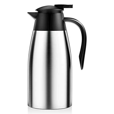 Afbeelding van Thermoskan 2 liter, 304 roestvrij staal, geïsoleerde thermoskan, 24 uur warmte isolatie, voor waterkokers, theepotten en koffiezetapparaten het warm houden van dranken (zilver)