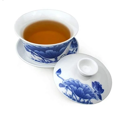 Afbeelding van Grotere Gaiwan Chinese Kung Fu Sancai 8oz tureen Tray Cup Thee Set Bowl Schotel Deksel (eenvoudige B)