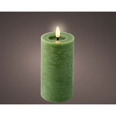 Afbeelding van LED kaars d7h15 cm groen/warm wit Z Lumineo