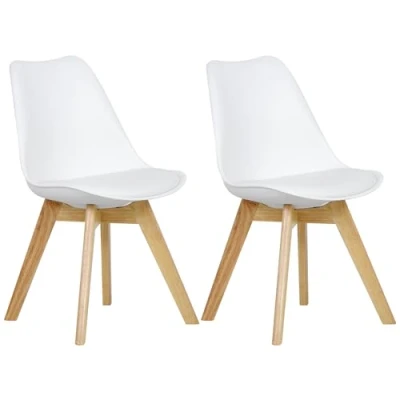 Afbeelding van WOLTU 2 eetkamerstoelen keuken /woonkamerstoelen, ontwerp van kunstleer en massief hout, wit BH29ws