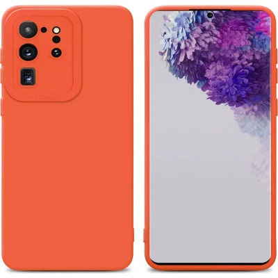 Afbeelding van Cadorabo Hoesje geschikt voor Samsung Galaxy S20 ULTRA in FLUID ORANJE Beschermhoes TPU silicone Cover Case