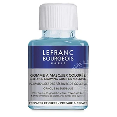 Afbeelding van Lefranc Bourgeois 301156 Gekleurde maskeergom, verwijderbare maskeerfilm voor nauwkeurige en scherpe lijnen in het midden van vloeiende aquarelverf 75ml Fles, Blue