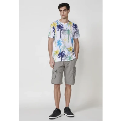 Afbeelding van Koroshi Shortsleeved Tshirt print, Heren, Maat: Medium, Multicolor multi coloured