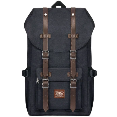 Afbeelding van KAUKKO Rugzak voor dames en heren, mooi doordacht dagrugzak met laptopvak 15&quot; notebook school, universiteit, 22L, (Oxford zwart)., 45 x 27 17cm (HxBxT),