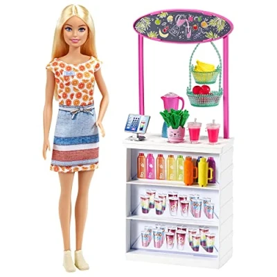 Afbeelding van Barbie Smoothiebar Speelset Pop met Bekers, Fruit en