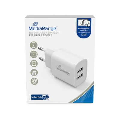 Afbeelding van MediaRange USB laadadapter 2 poorts stekker oplaadadapter 12 W, x A uitgang voor het gelijktijdig opladen van meerdere eindapparaten