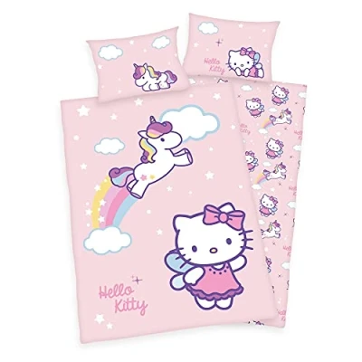 Afbeelding van Klaus Herding GmbH Hello Kitty babybeddengoed met eenhoorn, 40 x 60 en 100 135 cm