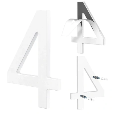 Afbeelding van Yafimea Huisnummer 15 cm wit, Zelfklevend of schroefmontage, modern ontwerp met zwevend 3D effect, weerbestendige ABS voor buitenmuur hek (4)