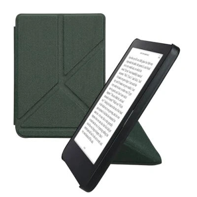 Afbeelding van kwmobile e reader hoesje compatibel Met Kobo Clara 2E hoes standaard Ereader cover van kunstleer In donkergroen