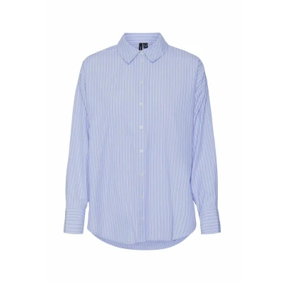 Afbeelding van VERO MODA blouse VMFANNI met krijtstreep lichtblauw/wit