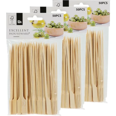 Afbeelding van 150x Bamboe houten sate prikkers/stokjes 15 cm prikkers (sate)
