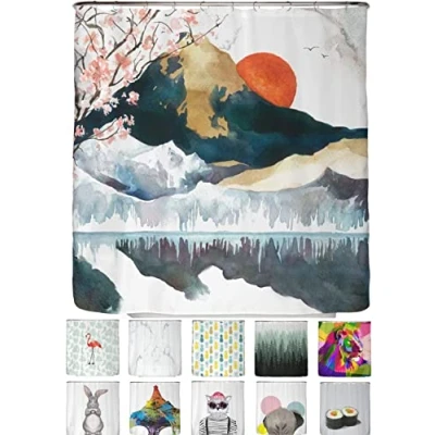 Afbeelding van arteneur® Japan Anti schimmel douchegordijn, 200 x cm, gerecycled, met Oeko Tex standaard 100, verzwaarde zoom, ondoorzichtig, waterdicht, wasbaar, 12 ringen en e book (mogelijk niet