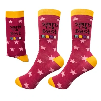 Afbeelding van SHATCHI vrouwen gewoon de beste Nana nieuwigheid sokken voor Designer grootmoeder oma verjaardag kerst mo, roze en geel, one size EU