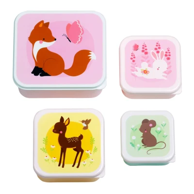 Afbeelding van A Little Lovely Company Snack Box Set Forest Friends 4st.