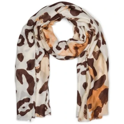 Afbeelding van styleBREAKER Damessjaal met kleurrijk luipaard dierenprint, lichte grote doek korte franjes 01016225, taupe zwart, Eén Maat