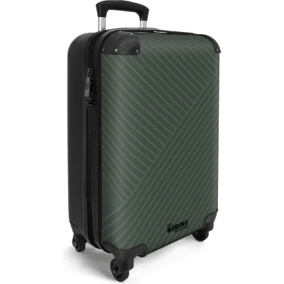 Afbeelding van NoBoringSuitcases.com® Handbagage koffer lichtgewicht Reiskoffer trolley Groen grijs met abstracte lijnen Rolkoffer wieltjes Past binnen 55x40x20 en 55x35x25
