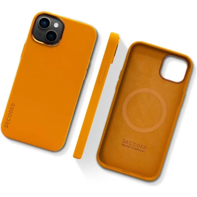 Afbeelding van DECODED Siliconen Back Cover iPhone 14 en 13 Anti Bacterieel Hoesje Magnetische Technologie van Apple Geel, Oranje