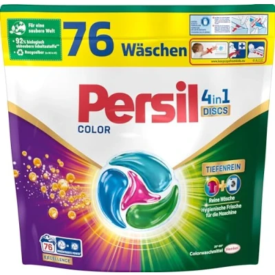 Afbeelding van Persil Color 4 in 1 DISCS 76 wasladingen, wasmiddel met diepzuiver technologie, kleurwasmiddel voor zuivere was en hygiënische frisheid de machine
